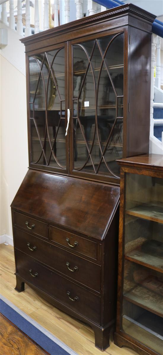An Edwardian mahogany bureau bookcase, H.210cm